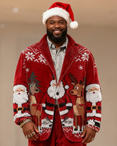 Big & Tall Men's Christmas Full Print Childish Print Suit